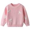 Autumn and Winter Hand-embroidered Bow Baby Base Knitted Sweater Birthday Etsy DIY Children's Sweater