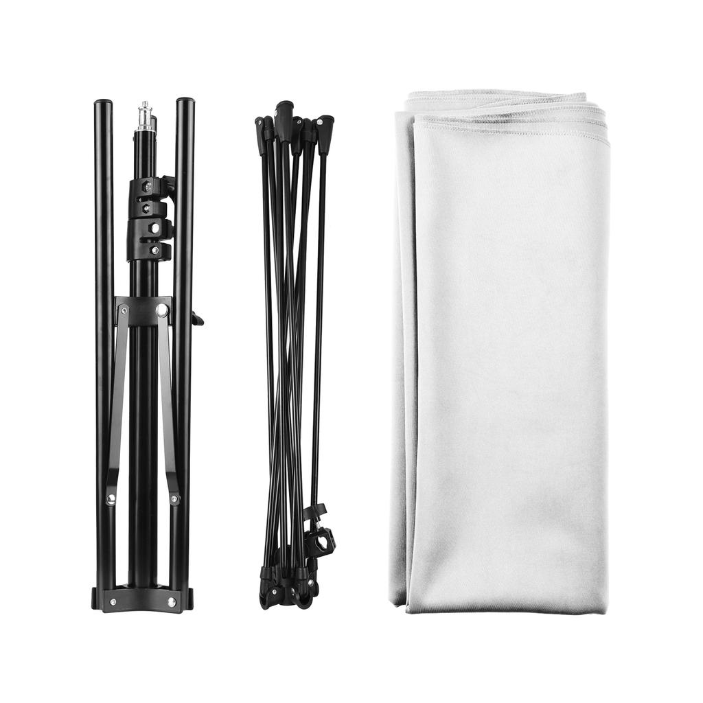Andoer 2x1.5m/ 6.5x4.9ft White Photo Backdrop Photography Background Screen with Adjustable Tripod