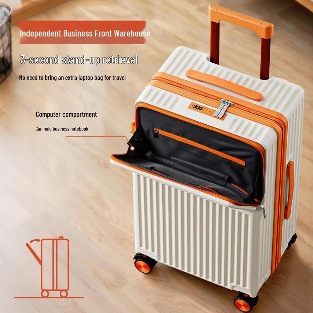 Women's 28-Inch Carry-On Suitcase with Front Opening, Large Capacity, Durable Trolley Case with Universal Wheels