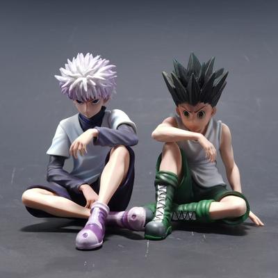 Cartoon Hunter X Hunter Anime Model Figure Sitting Posture Killua Zoldyck Figure Gon Freecss GK Statue Model Desktop Doll Gift