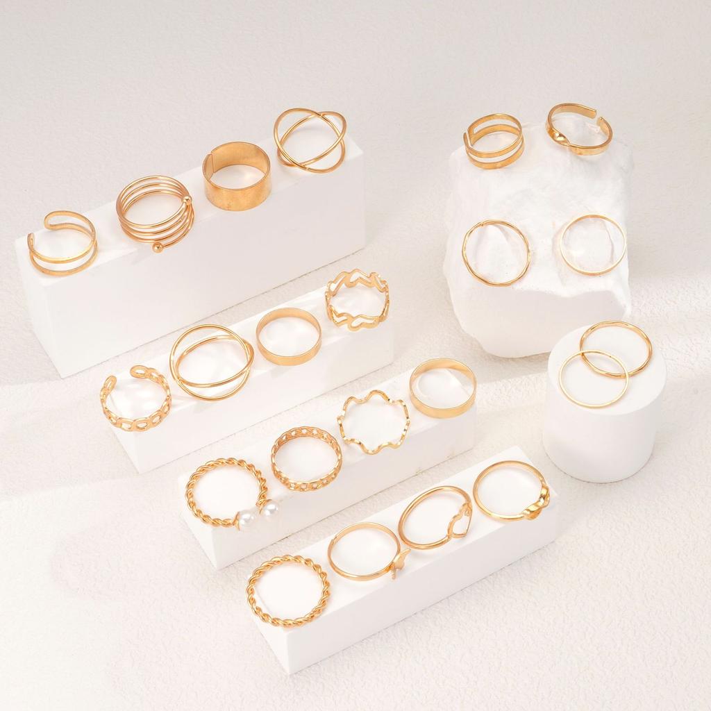 Adjustable Open Rings for Women - Heart, Butterfly & Design, 22 Piece Set