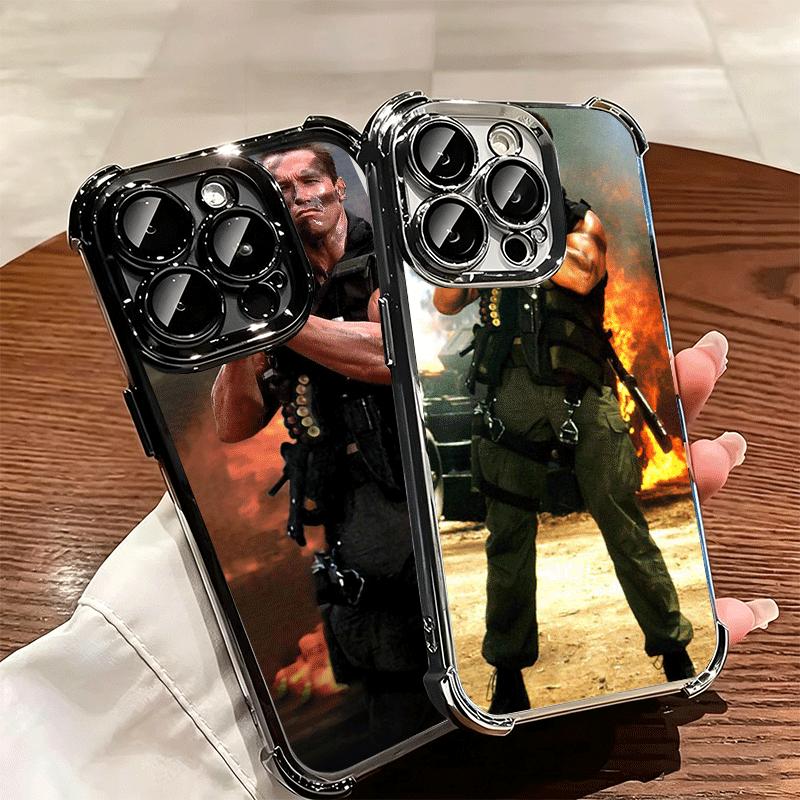 Terminator Arnold Schwarzenegger Plating Phone Case For Iphone 16 17 Pro Max Air 16E 14 15 Plus 12 13 Mini Anti-Fall Airabag Cov
