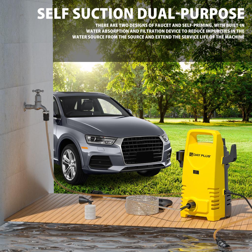 Electric High Pressure Washer 1600W,120bar,380l/h Adjustable Lance from 0 To 180°,7m Flexible Hose,for Terraces,Gardens,Cars