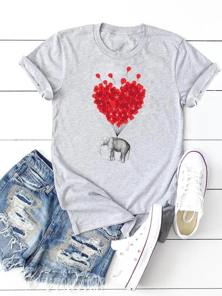 Print T-shirts Clothing Women 90s Sweet Lovely Cactus Trend T Clothes Short Sleeve Ladies Casual Fashion Female Graphic Tee