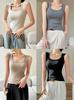 Women's Pure Cotton Camisole Tank Top with Integrated Bra Pads – Anti-Side-Boob Design, Perfect for Spring, Summer, and Autumn.
