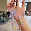 Anti-lost Lanyard Phone Key Short Wrist Pendant Colorful Macaron Round Bead Pendant Women's Hand-held Chain Mobile Phone Lanyard
