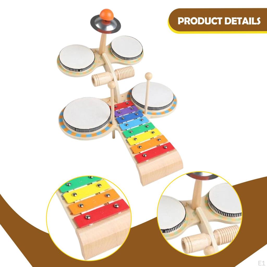 Kids Drum Set Xylophone Kit Motor Skill Hand Eye Coordination Children Gifts Kindergarten