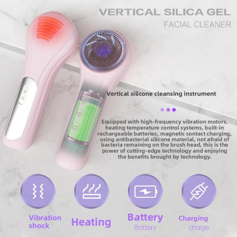 Sound Facial Cleansing Brush Waterproof Silicone Skin Care Massager with 3D Vibration For Deep Hole Cleansing