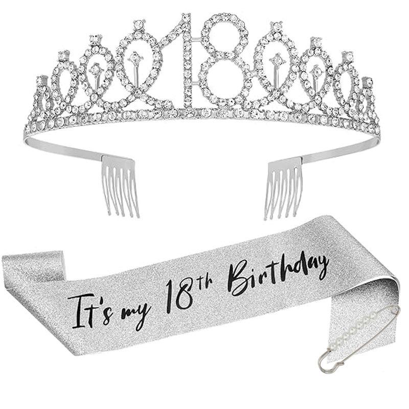 Fashion Alloy Digital Crown Headband Rhinestone Birthday Crown Headband Bachelor Party Prom Headdress Hair Accessories