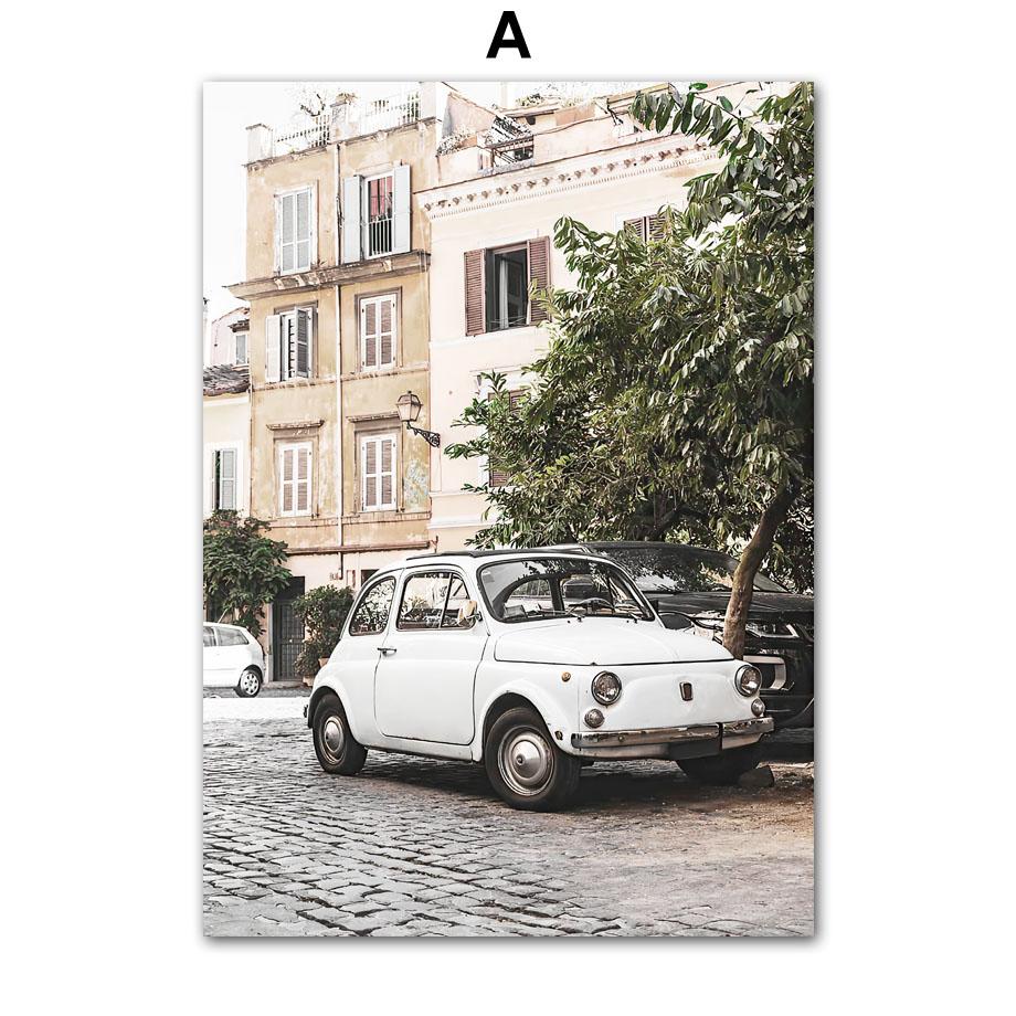 Nordic Town Retro Car Street Lemon Tree Leaf Wall Art Canvas Painting Posters And Prints Wall Pictures Living Room Bedroom Decor