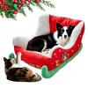 Christmas Sleigh Pet Bed Plush Cozy Washable Dog Cat Bed Holiday Themed Pet Nest for Puppy Kitten Winter Christmas Decoration