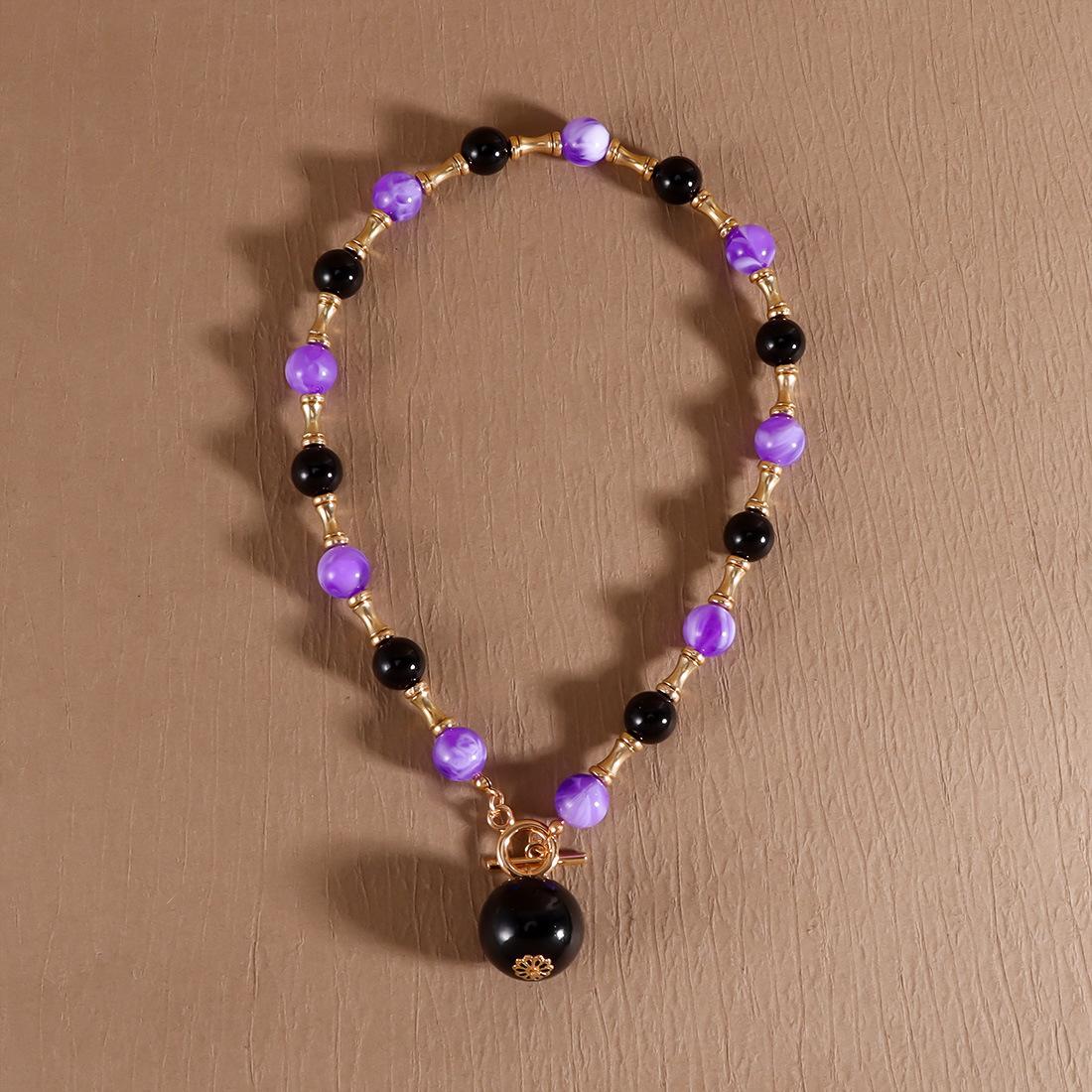 

Круглое геометрическое ожерелье-цепочка с бусинами для женских аксессуаров фиолетовый