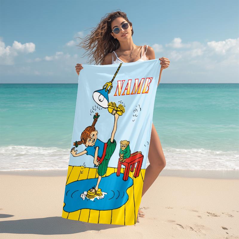 Personalized Pippi Adventures Beach Towel Microfiber Beach Towel Thin Absorbent for Beach Swimming Yoga Bath Sports. 0910248