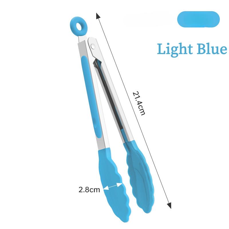 Silicone Food Tongs, Stainless Steel Barbecue Tongs, Silicone Anti Slip Cooking Clamps Barbecue Salad Tools Barbecue Accessories