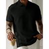 Men's plain-coloured polo shirt with a turn-down collar, front buttons and short sleeves – a casual, everyday T-shirt