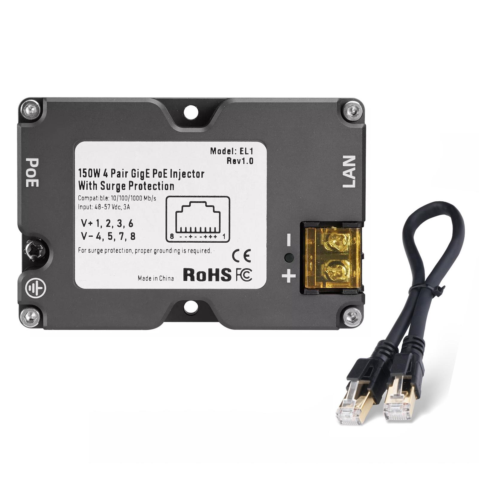 

Power Over Ethernet Injector 150W Gigabit Passive Power Over Ethernet Injector with Cat8 Cable