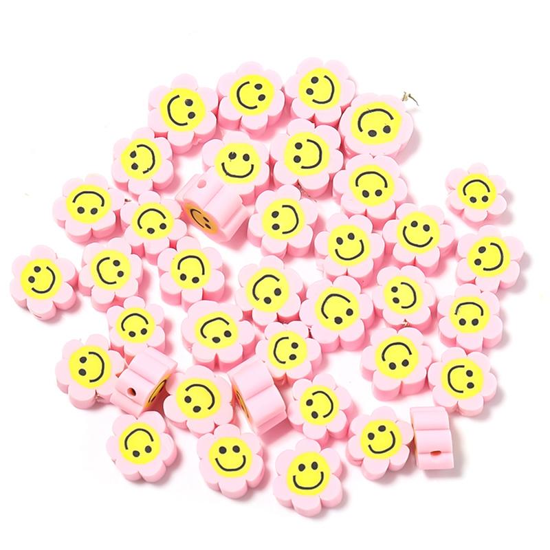 50Pcs Cute Soft Pottery Fruit Bead Clay Animal Pattern Loose Bead  Diy Children Girl Charm Jewelry Bracelets Necklace Supplies