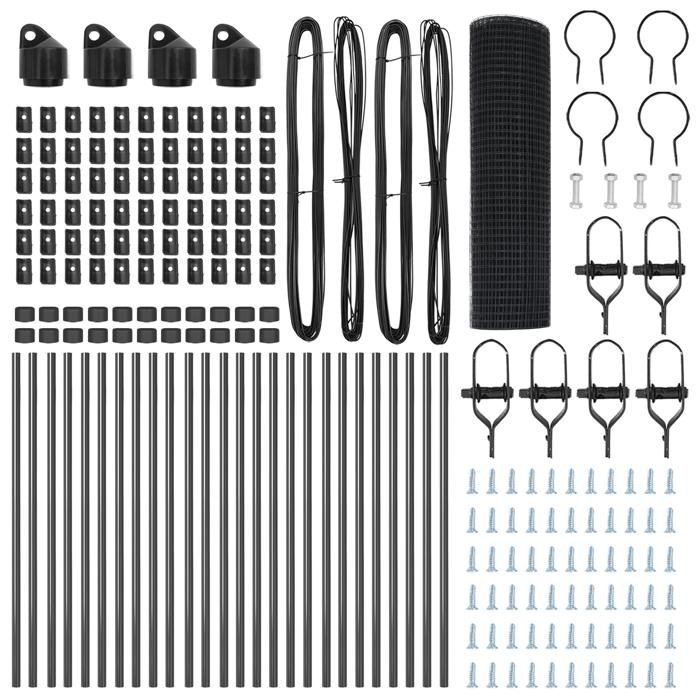 VidaXL Clôture en fil soudé avec 13 poteaux Gris 0,5x50 m Acier 3351866