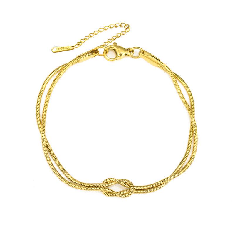 Minimalistisches Doppellagen-Knotenarmband mit Schlangenknochenkette - Eleganter vielseitiger Schmuck für Paare