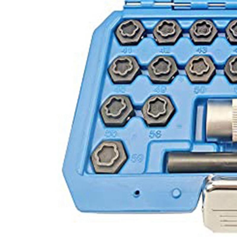 A20F-22Piece Wheel Lock Nut Socket Adapter Set Wheel Anti-Theft Lug Nut Removal Tool Black