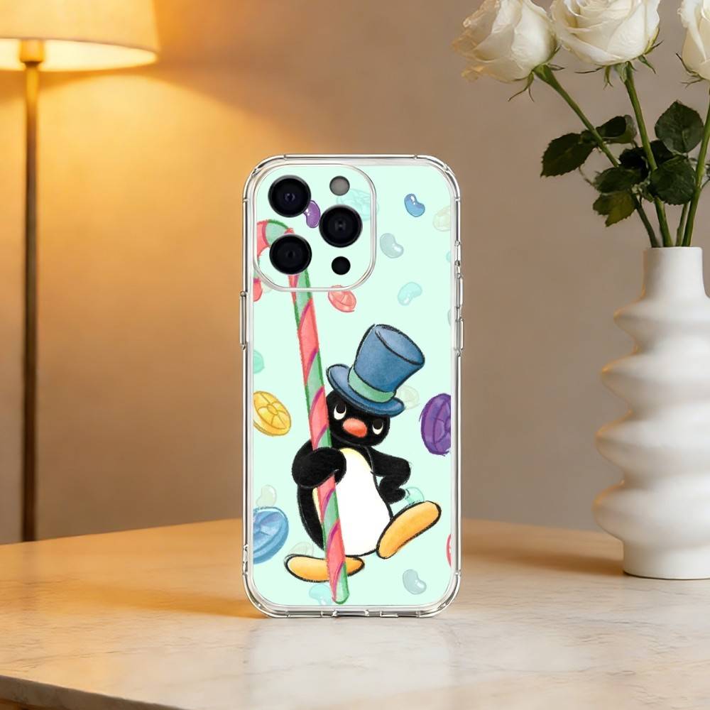 Emoticons P-Pingu Penguin Phone Case For iPhone 17 16 15 14 13 12 11 Mini Pro Max Plus Transparent Cover