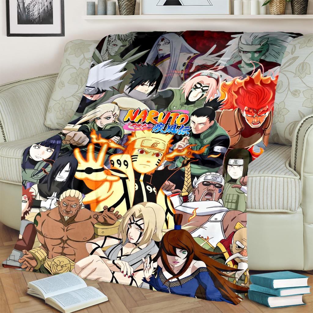 Anime-Naruto Print Blanket Warm Comfortable Flannel Blanket for Bedrooms, Sofas, Beds, Chairs, Picnics, Travel -LXR67