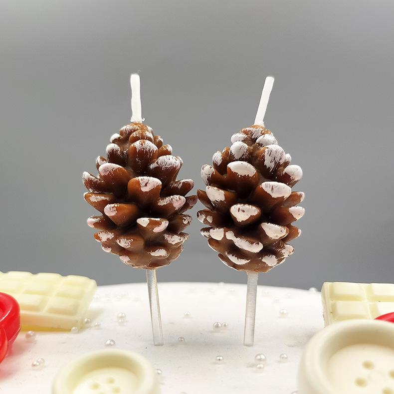New Creative Christmas Pine Cone Styling Christmas Candle Christmas Party Cake Decoration Birthday Candle