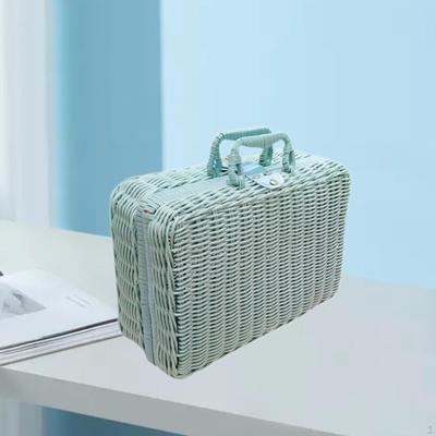 Handwoven Storage Box for Camping And Picnics, Imitation Rattan Suitcase Design