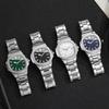 4pcs/set Men's Watch Classic Fashion Square Scale Calendar Dial Trendy Handsome Quartz Watch Combination Set ( Box Not Included)