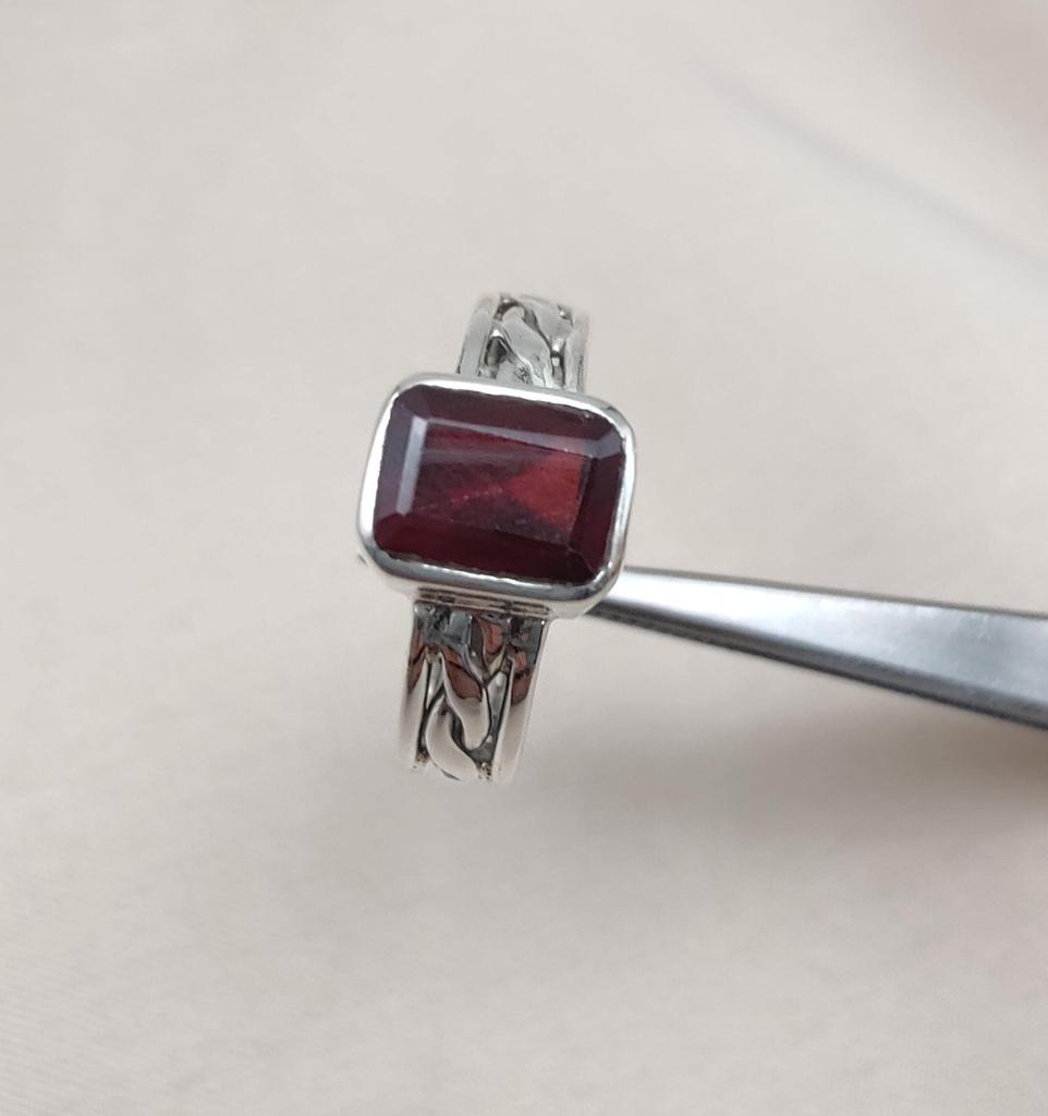 Braided 925 Sterling Silver Garnet Ring: January Birthstone Jewelry
