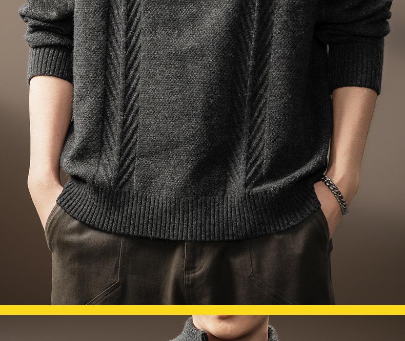 Men's High-End Half-Zip Stand Collar Sweater - Thickened Knit Jacket for Autumn/Winter