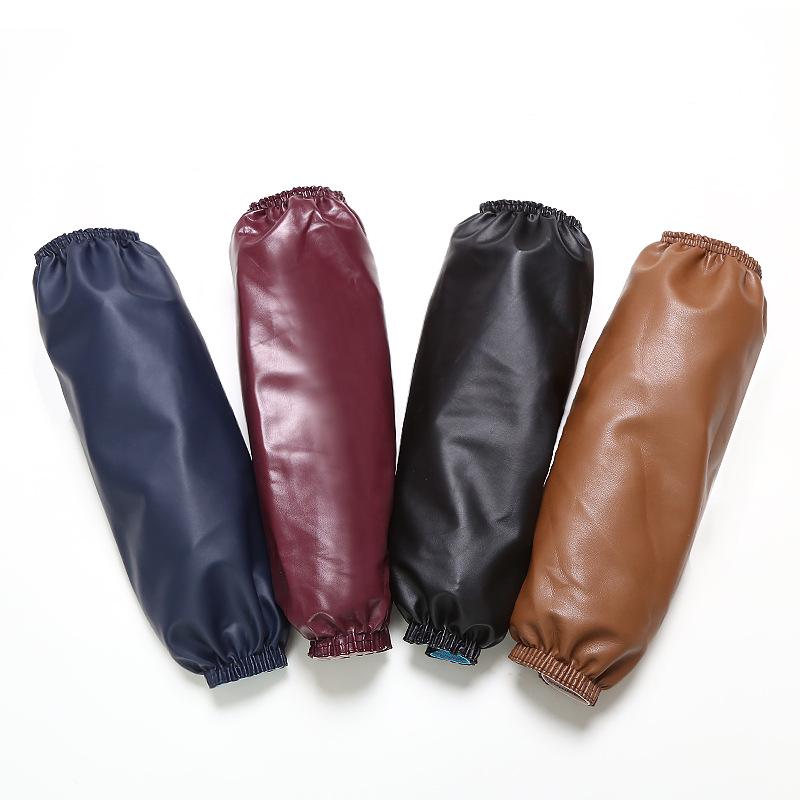 Black PU Leather Extra Large Waterproof Work Oversleeves for Adults