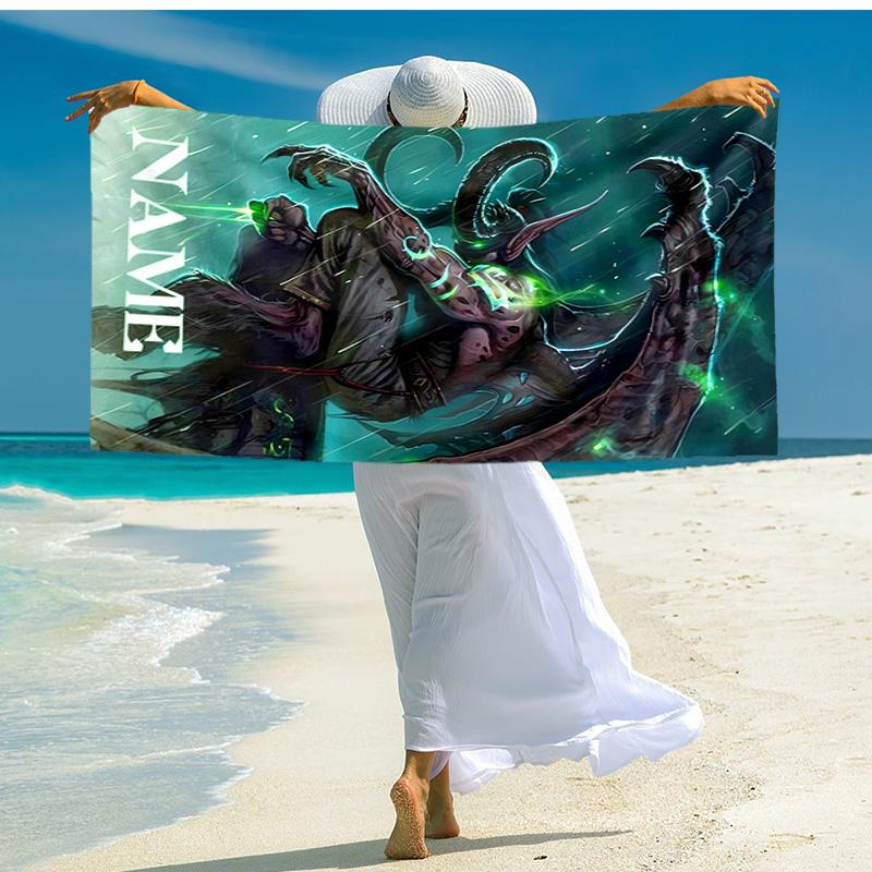 Personalized customized proof beach towel with World of Warcraft pattern - soft, absorbent,quick-drying,perfect swimming,camping&bathing