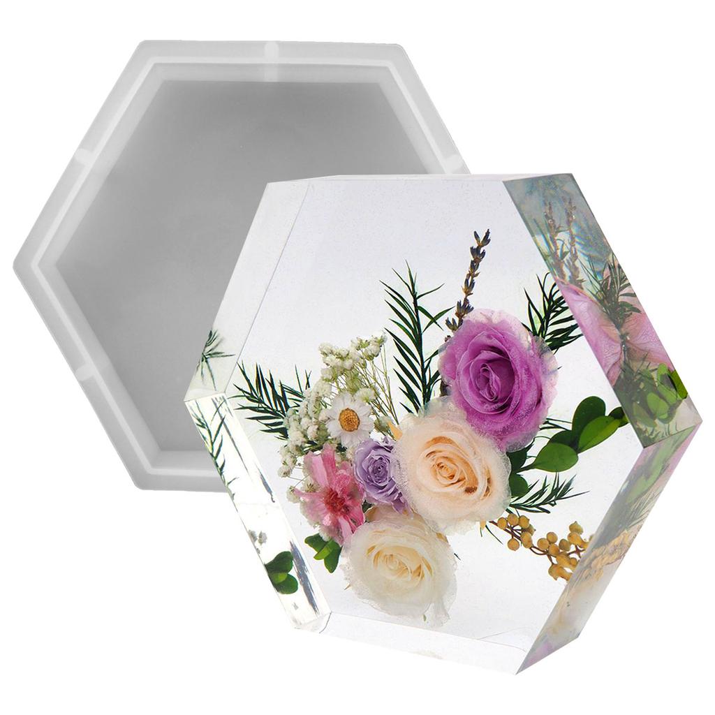 Large Silicone Molds Epoxy Resin Casting Molds Hexagon/Heart Shape Mould DIY Flower Preservation Art Craft Tools Gift