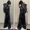 Amerikanischer Stil Freizeithose Schwarz Cargohose Mehrere Taschen Locker Weites Bein für Herren Y2K Frühling Herbst