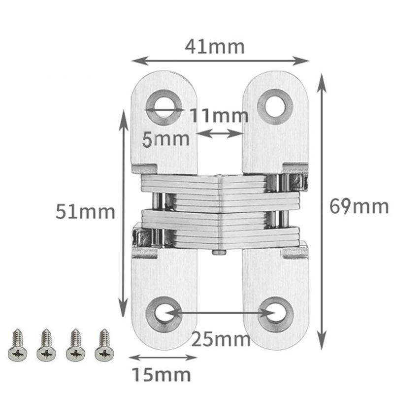 1/2 шт. Скрытая петля из цинкового сплава для складных дверей, Скрытая крестовая петля, Скрытая петля для деревянной двери, Скрытая
