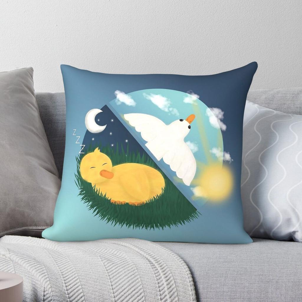 Cute Duck Sky Flying Freedom Pillowcase Polyester Linen Velvet Printed Zip Decorative Room Cushion Cover x