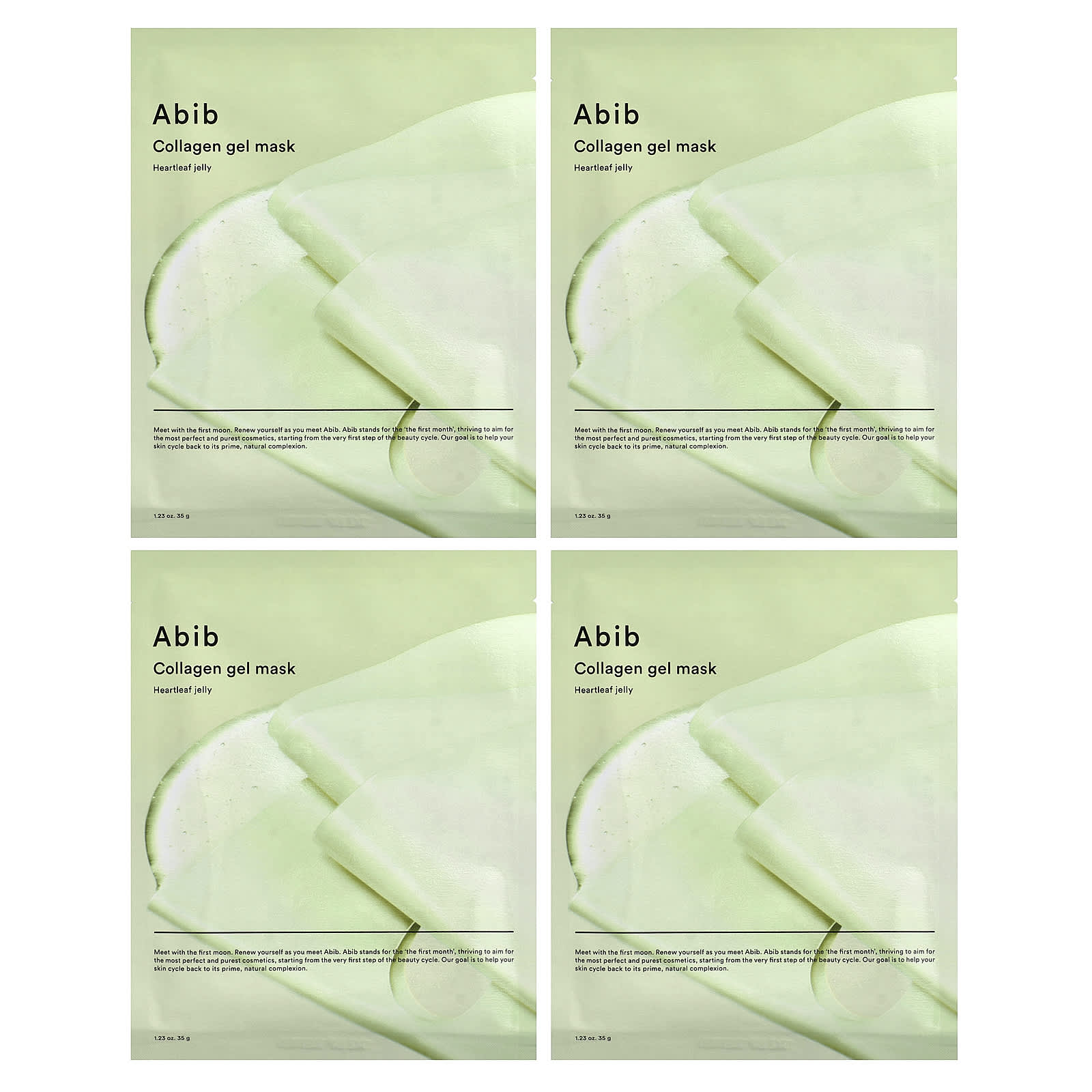 Abib Collagen Gel Beauty Mask, Heartleaf Jelly, 4 Sheets, 35g (1.23oz) Each