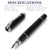 STONEGO 0.38mm Ultra Fine Tip Fountain Pen, Black Metallic Calligraphy Gift Pen with Ink Refill Converter, Executive Pen
