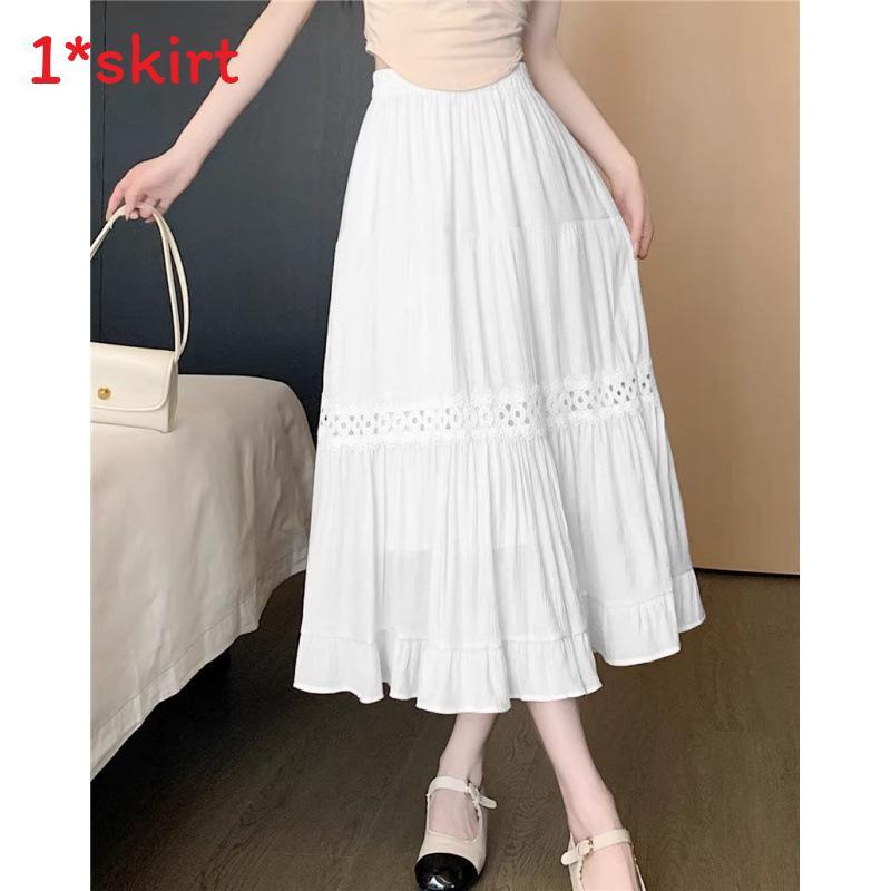 Elegant High Waist White Maxi Skirt With Shear Chiffon Fabric For Summer Casual Wear