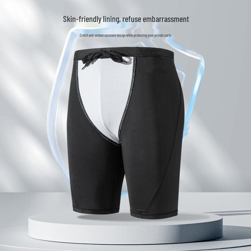 Men's Quick-Dry Loose Fit Plus Size Sharkskin Swim Trunks & Anti-Embarrassment Swim Shorts Set