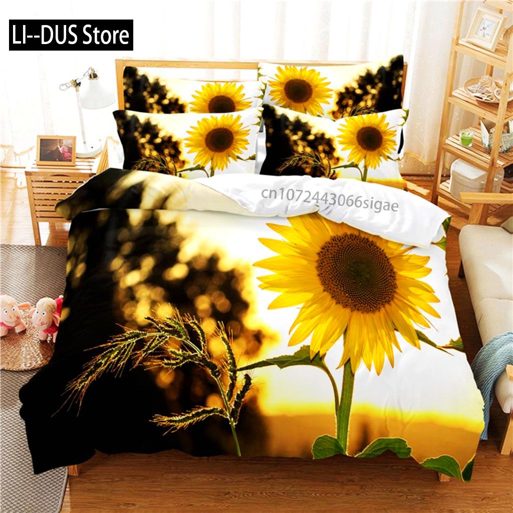 

Beautiful SunFlower Bedding Set Duvet Cover Set 3d Bedding Digital Printing Queen Size Bedding Set Fashion Design EU single(135x200cm)