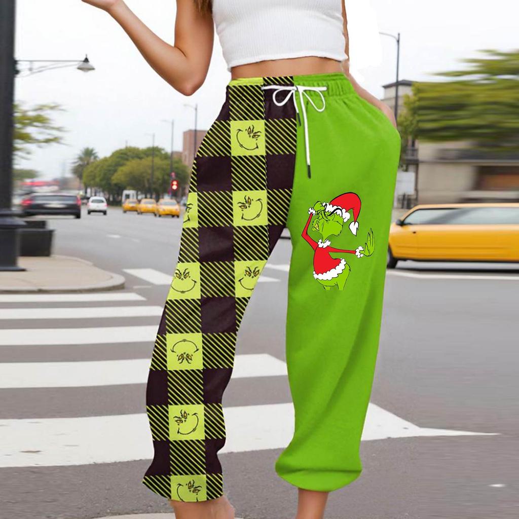 Women's Casual Fashion Christmas Printed Casual Sweatpants Elastic Waist Drawstring Pants