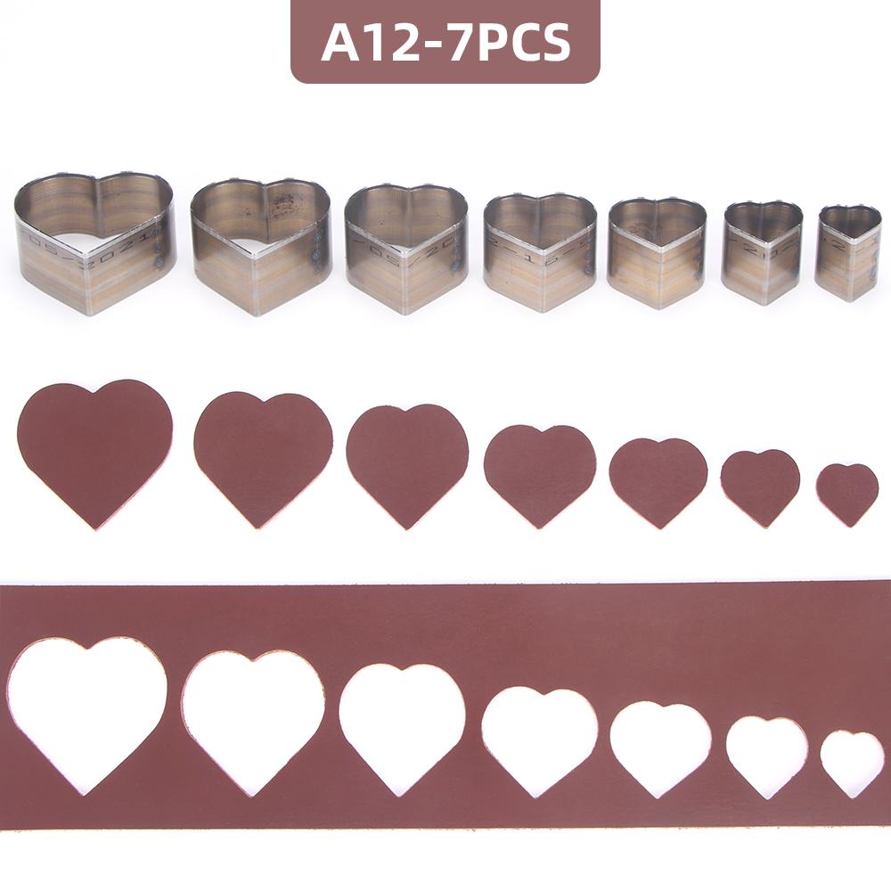 

7pcs Leather Steel Hole Punching Die, DIY Handmade Leather Art Craft Knife Mould, Leather Cutting Pressing Knife Head Cutter