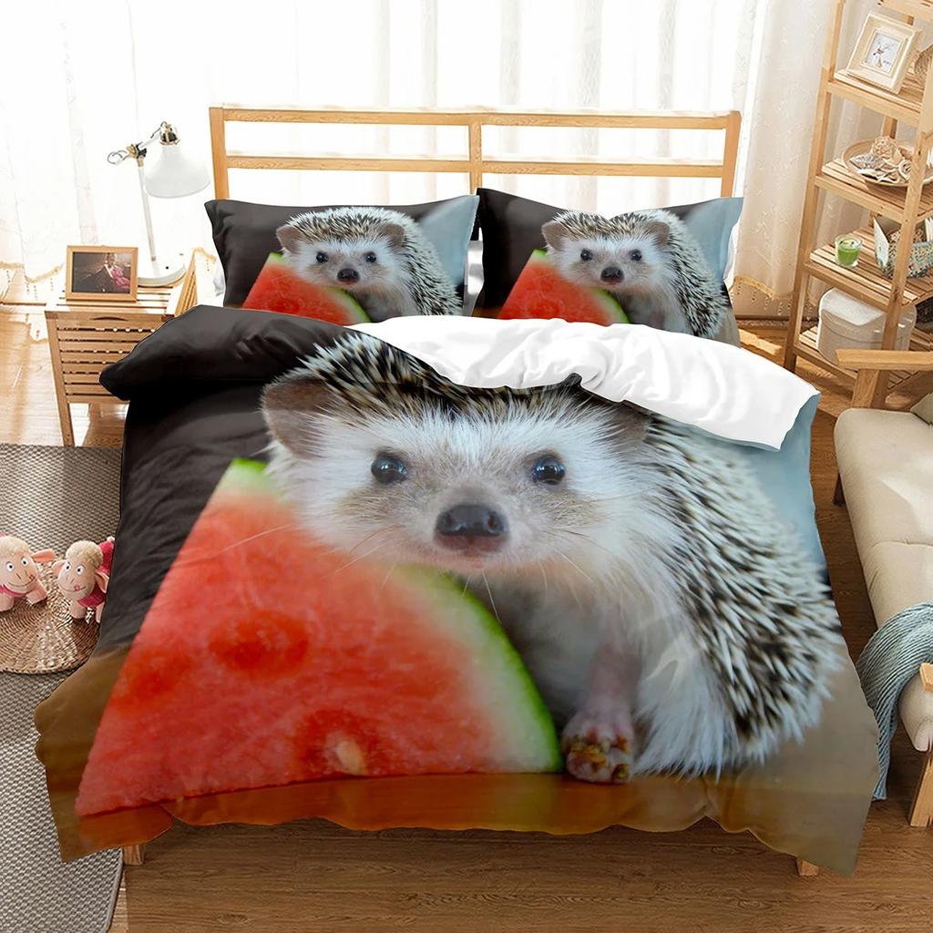 Hedgehog Duvet Cover Collection Cute Cute Animal Polyester Comforter Cover King Queen Size For Kid Boy Girl Bedding Collection With Pillowcase