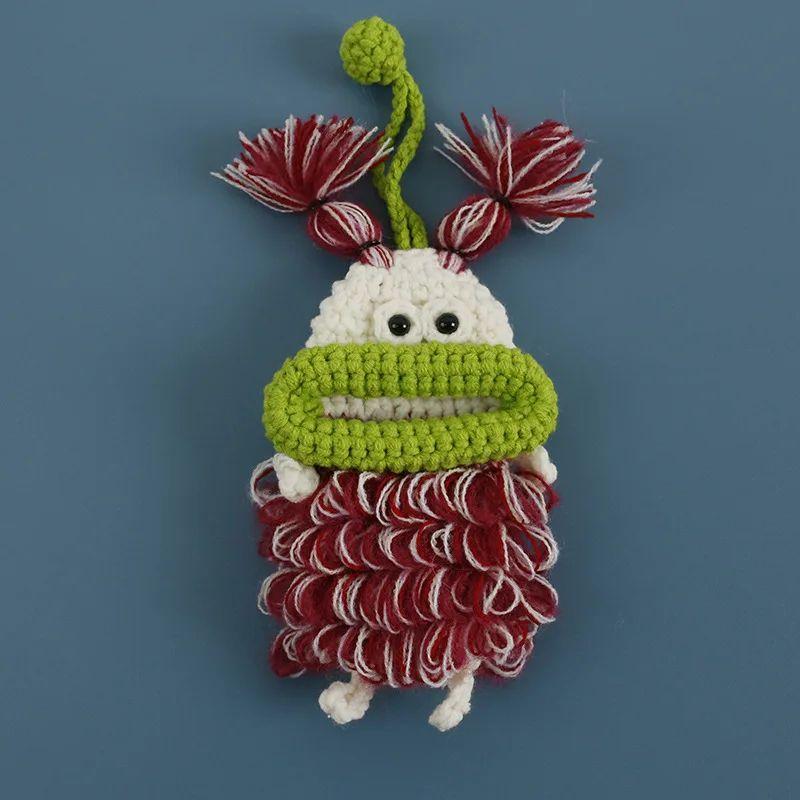 Lustige Häkel-Schlüsselanhänger Stricken Niedliche Wurstmund-Puppe Schlüsselhalter Nützliche Gestrickte Aufbewahrungstasche Schlüsselanhänger Für Autoschlüssel Großhandel