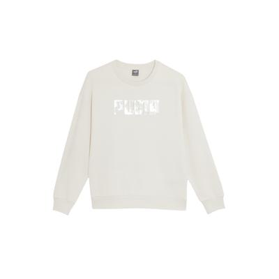 Round Neck Logo Casual Pullover Long Sleeve Sweatshirt Women Sweatshirt White 628883-65