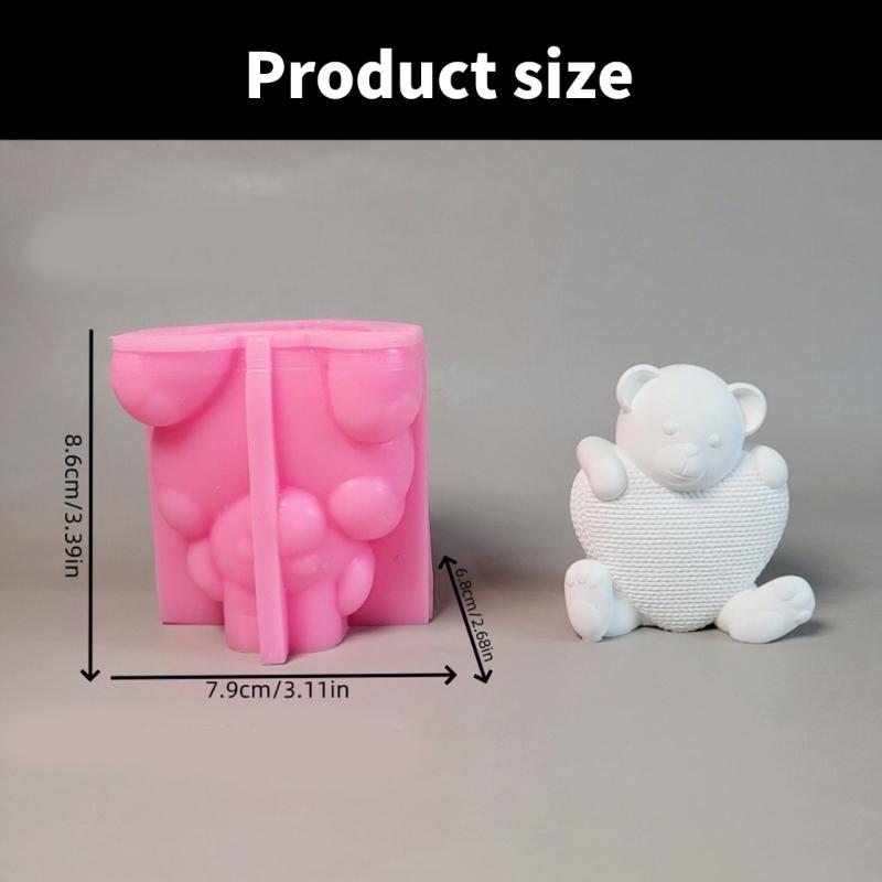 Crochet Heart Bear Silicone Molds for Candle Soap Chocolate Candy Cake Fondant Decoration Cement Gypsum Silicone Molds