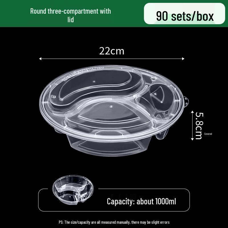 Miaojiayi Disposable Round 3-Compartment Takeaway Containers