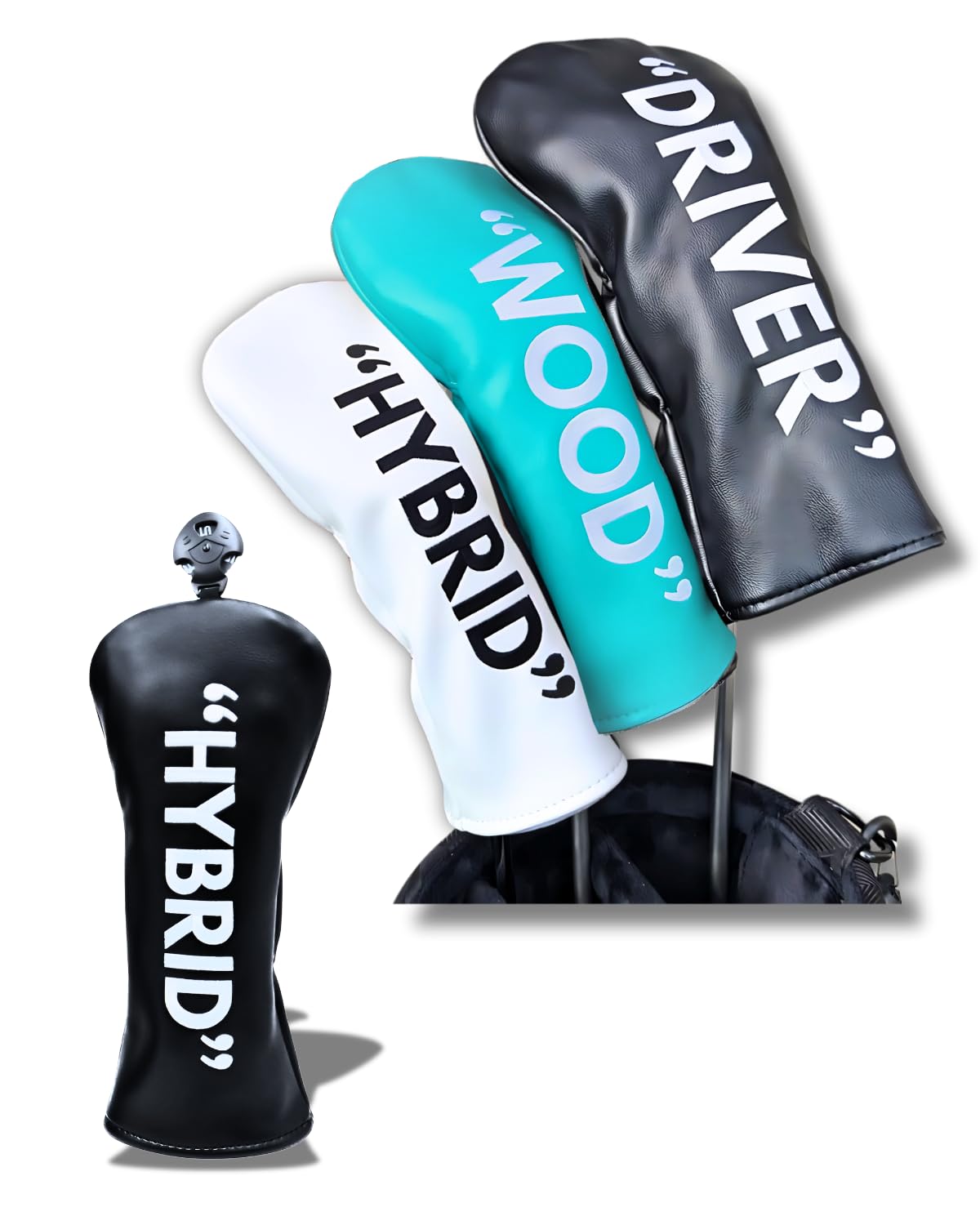 

Pirona Golf Head Covers by Japanese Brand Made with Premium PU Leather for Fairway and Includes Club Number Water Simple Design High Wide Variety of чёрный